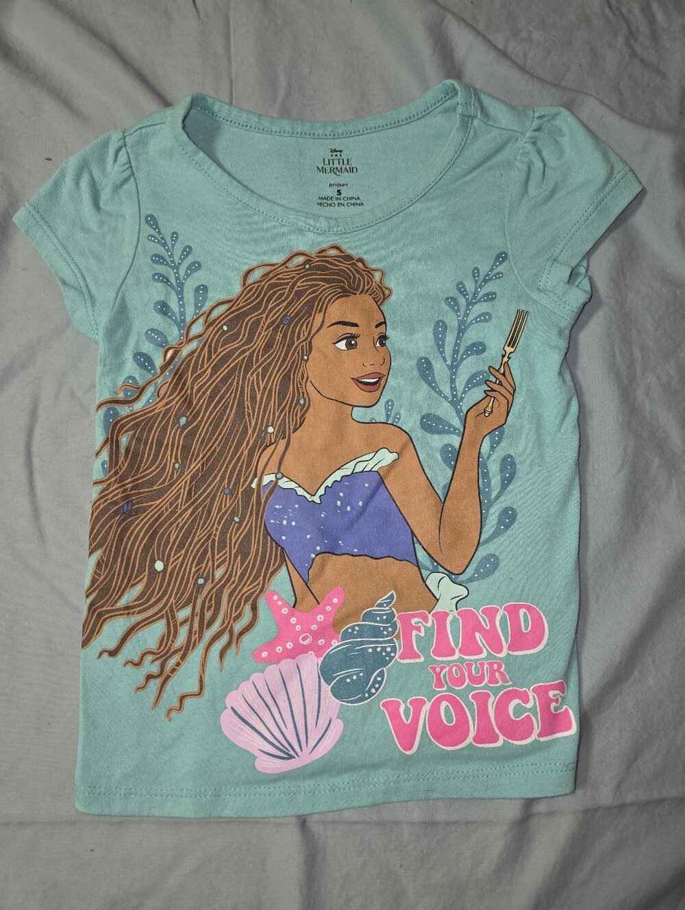Disney Aqua Little Mermaid 'Find Your Voice' Graphic Tee